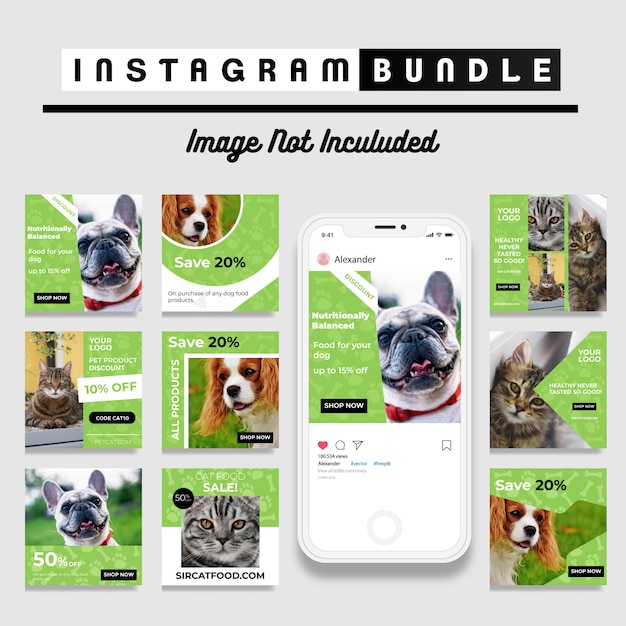 Вектор pet shop instagram сообщение шаблон