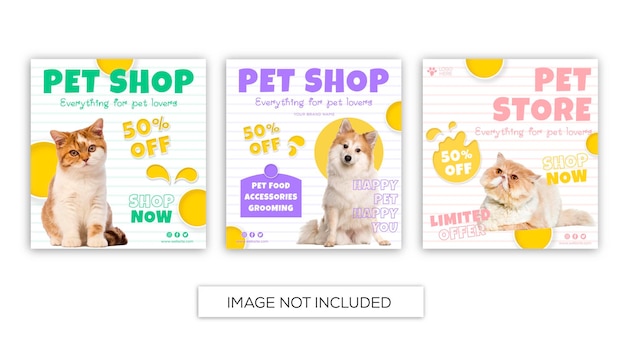 Pet shop instagram social media post templates