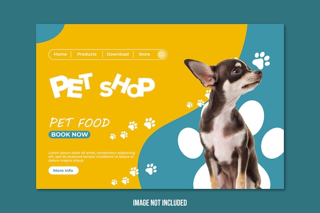 Vector pet shop landing page template