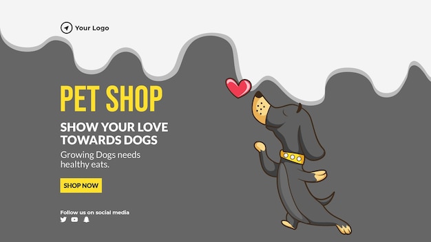 Vector pet shop landscape banner design template
