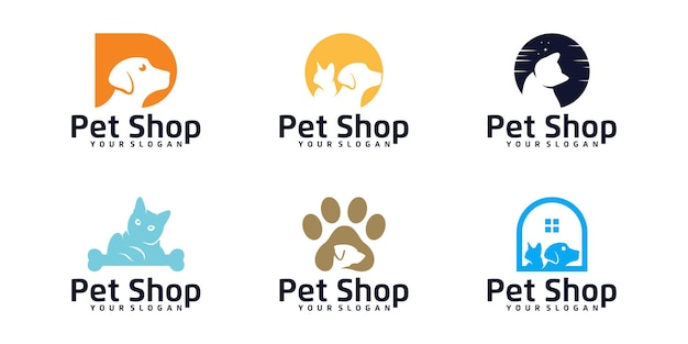 Pet shop logo collection collection Pet house logo design inspiration