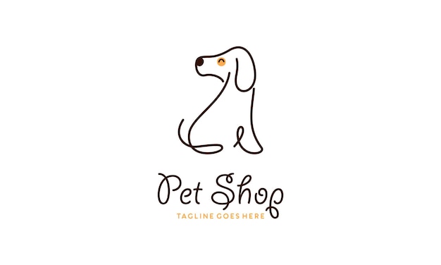 Pet shop logo-ontwerp in monoline-stijl