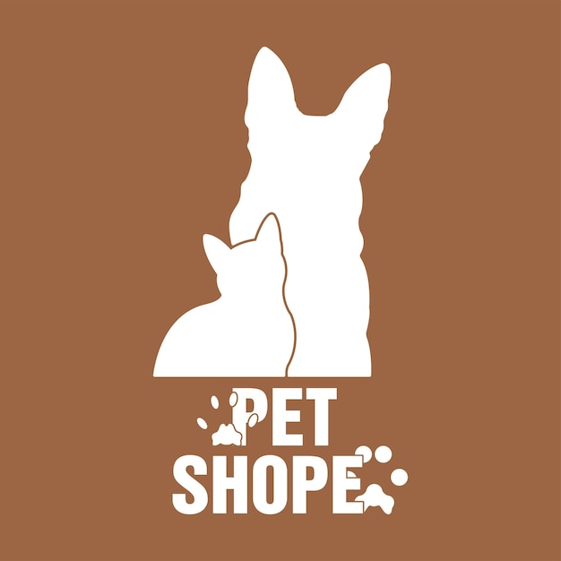 Pet shop logo with dog and cat paws