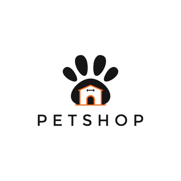 Pet shop logo with footprints vector illustration design pet house creative logo design