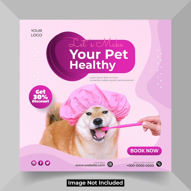 Vector pet shop promotion social media instagram post banner template