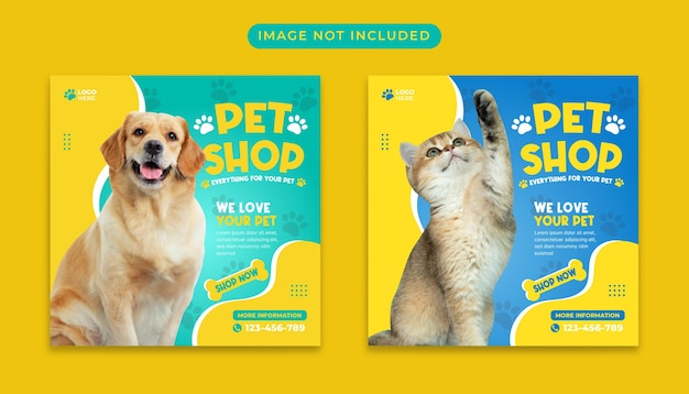 Vector pet shop social media banner post template