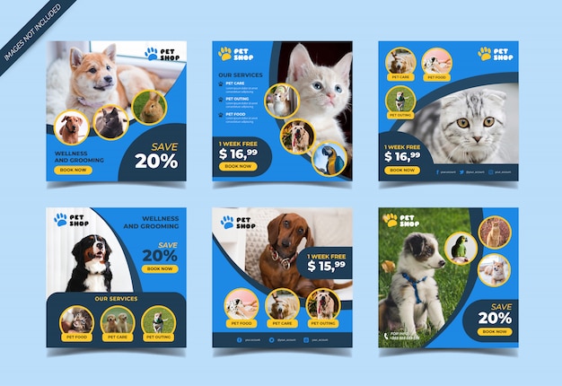 Pet shop social media post template