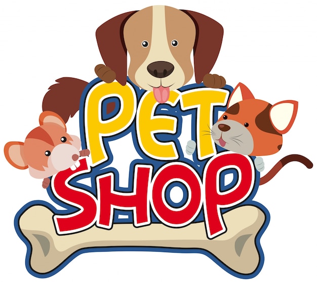 Pet shop sticker with cute pet