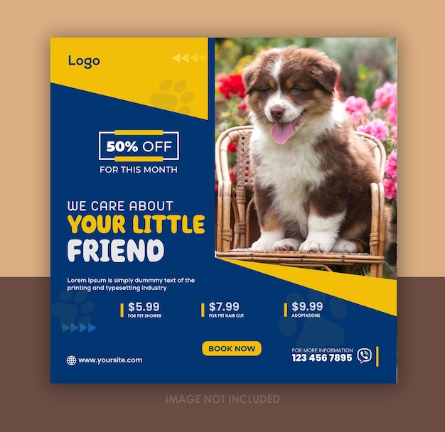 Pet social media banner design template