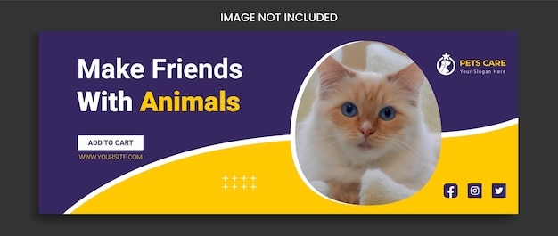 Copertina dei social media per animali domestici e design della copertina della pagina facebook