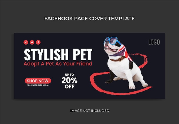 Vettore modello di copertina per post sui social media per animali domestici, design di copertina di facebook