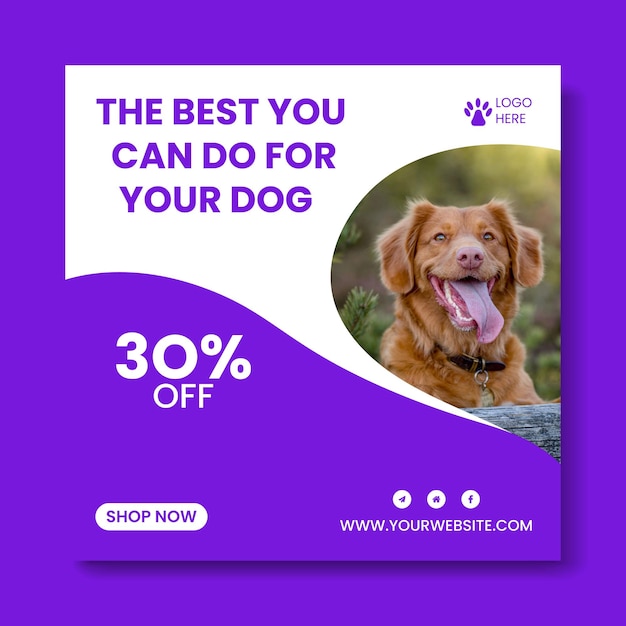 pet social media post design template