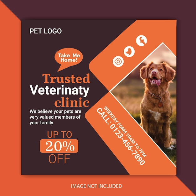pet social media post new pet banner design template