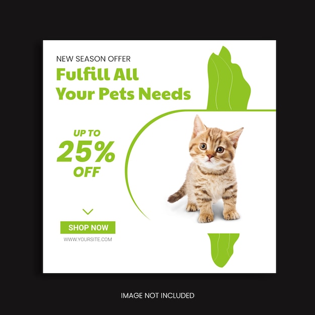 Modello di social media per animali domestici instagram post design banner promozionale web post di facebook