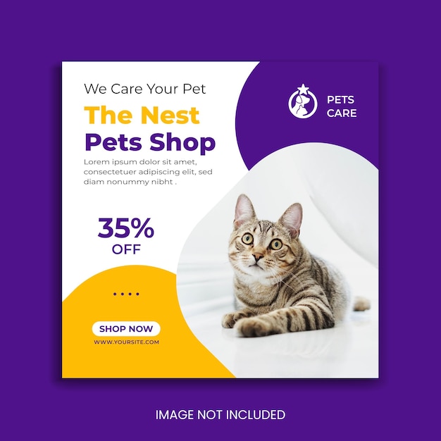 Pet social media template instagram post design web banner premium vector