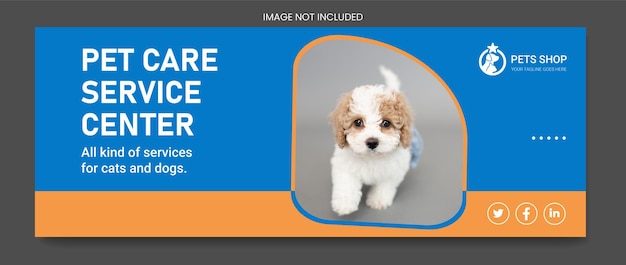 Vector pet social media template pet facebook cover design web banner