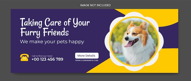 Vector pet social media template pet facebook cover design