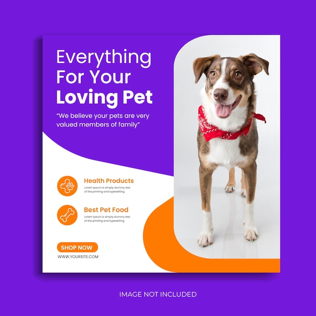 pet social media template pet shop instagram post promo banner vector template