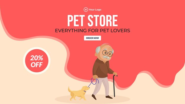 Pet store landscape banner design template