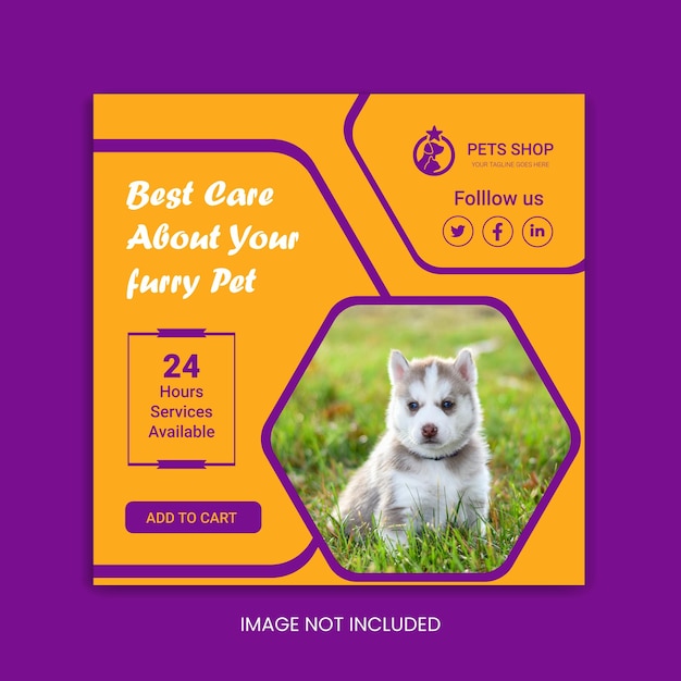 Pet store social media facebook post cover template design premium vector