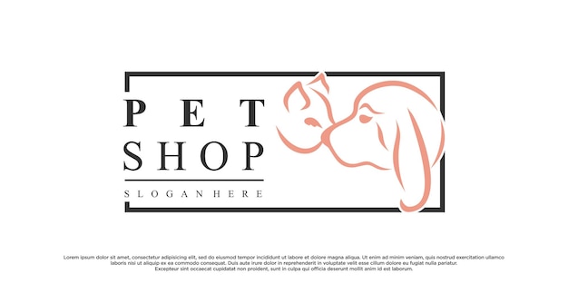 Pet style icon logo design with creative concept and business card Premium Vector