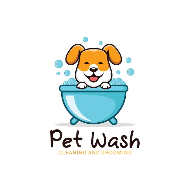 Шаблон векторного дизайна логотипа для мытья домашних животных