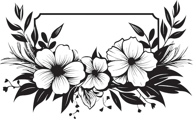 Vector petal patterned boundary black floral design icon enigmatic noir flowered perimeter vector emblem
