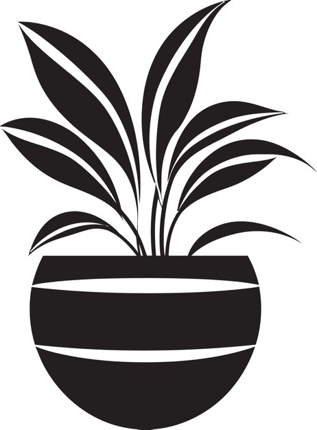 Vector petal potpourri sleek black icon featuring decorative plant pot green harmony monochrome emblem wit