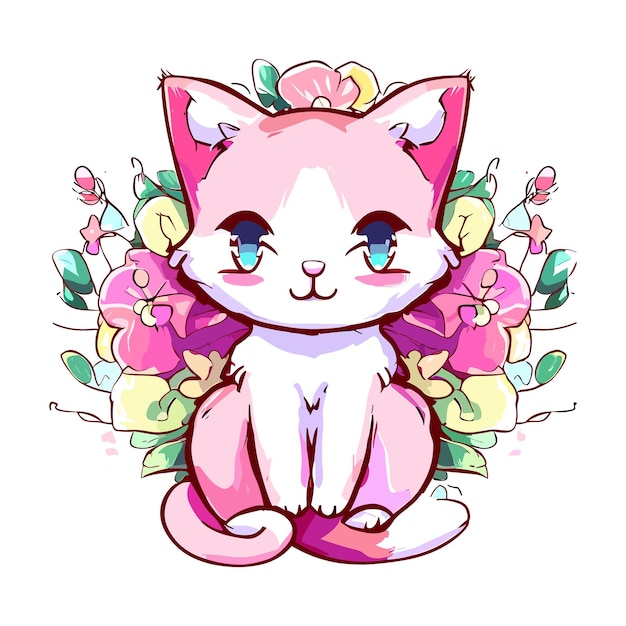 花びら purrfection かわいい猫の花の水彩イラスト 生成 ai