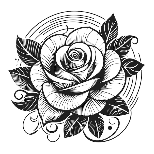 Vector petals in harmony monochrome flower logo