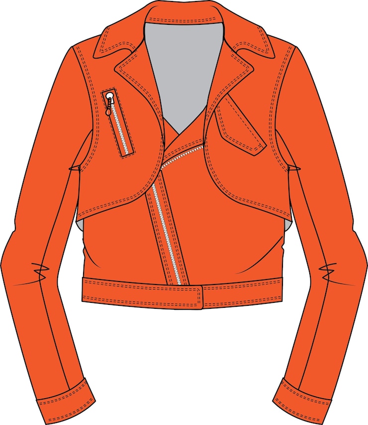 Premium Vector | Petite orange faux suede biker jacket