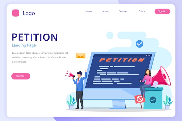 Petition form concept People signing and spreading petition or complaint flat vector