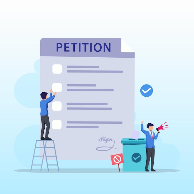 petition form concept people signing and spreading petition or complaint flat vector