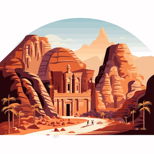 Vettore petra_jordan_vector_illustrato_bianco_sfondio