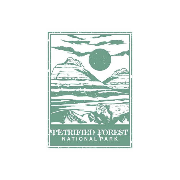 petrified forest national park vector illustration in stamp style