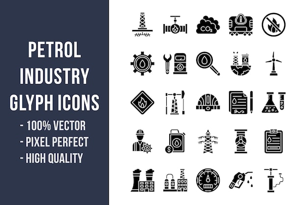 Petrol Industry Glyph Icons