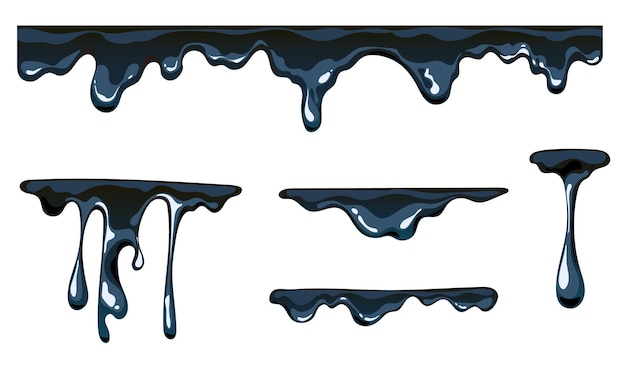 Vector petrol oil balck drip drop ink isolated concept set design graphic illustration