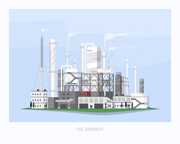 Vettore la centrale elettrica a gasolio a petrolio fornisce elettricità alla fabbrica e alla città