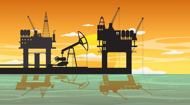 Petroleum industry concept with offshore oil platform