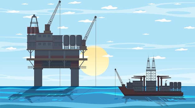 petroleum industry concept with offshore oil platform
