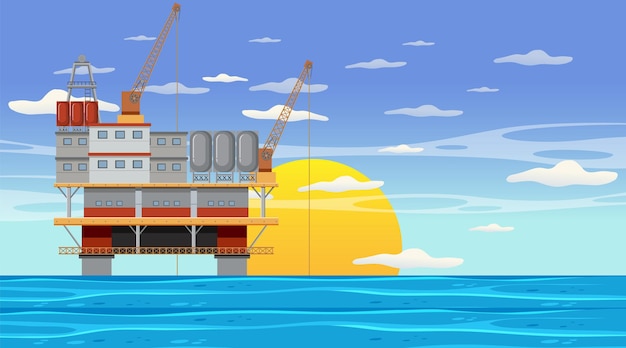 Petroleum industry concept with offshore oil platform