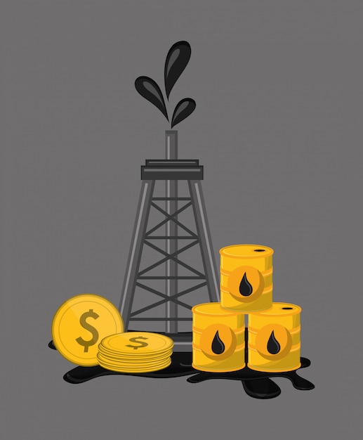 Vector petroleum oil extraction and refinement related icons image