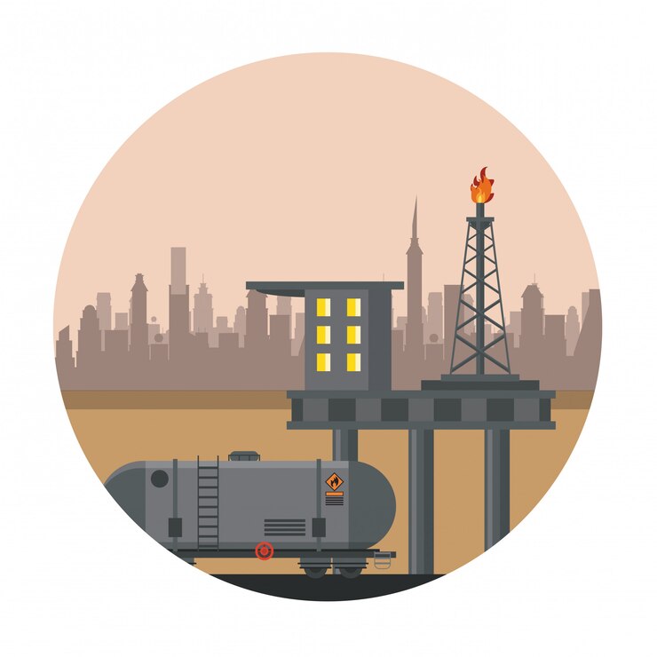 Вектор нефтяной морской платформ