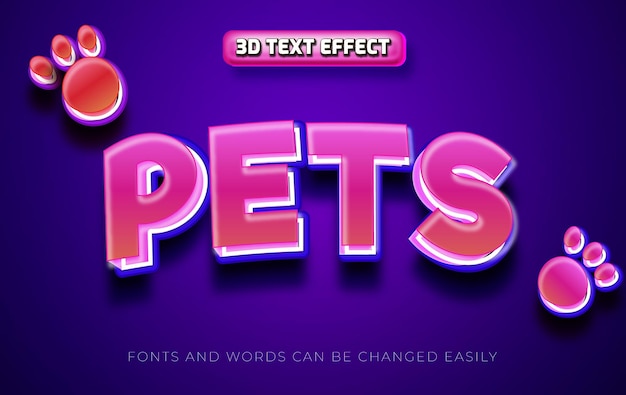 Pets 3d editable text effect style