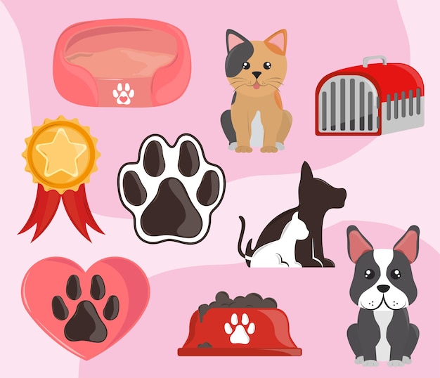 Vector pets animal set