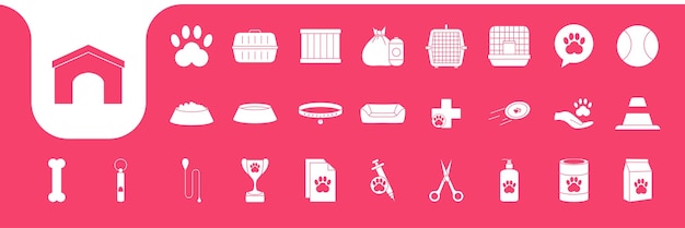 Vector pets care and cargo icon set collection design vector