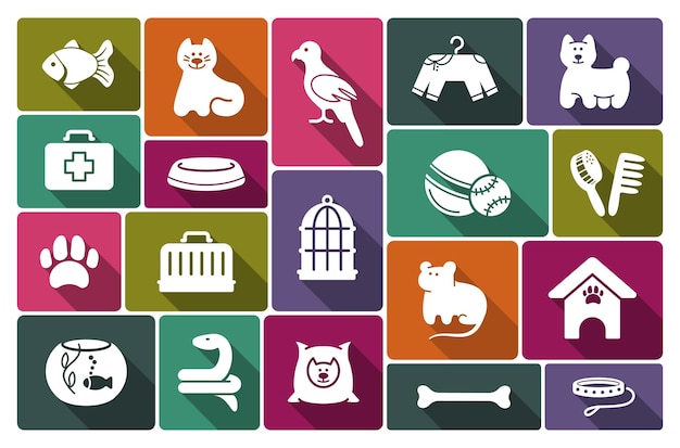 Pets care icon set