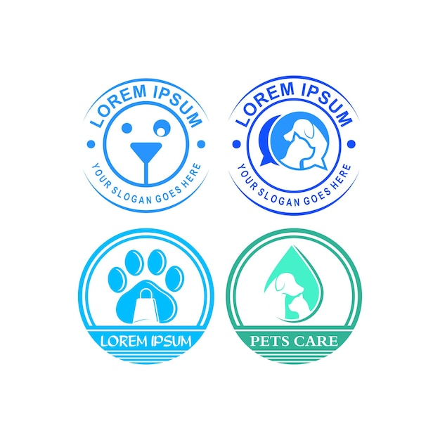 Vector pets care logo veterinary logo