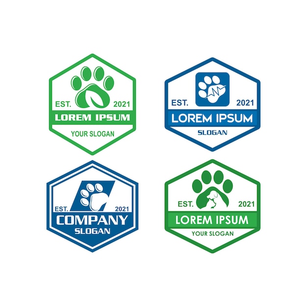 Vettore logo per la cura degli animali domestici logo veterinario