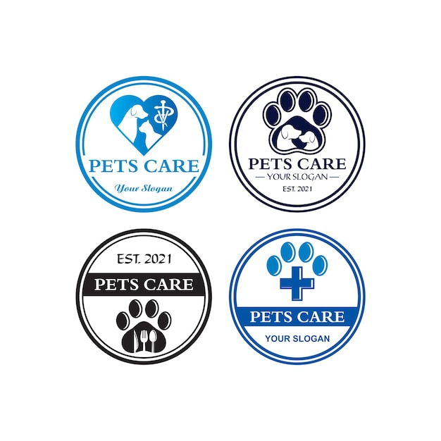 Vector pets care logo veterinary logo